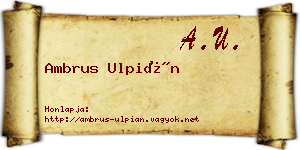 Ambrus Ulpián névjegykártya